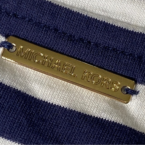 Michael Kors Navy Blue and White Striped Shirt Women’s Size Large - Picture 5 of 6
